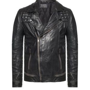 AllSaints Mens Conroy Crinkle Leather Jacket
